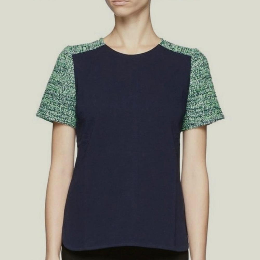 J Crew Top w/ Tweed Sleeves